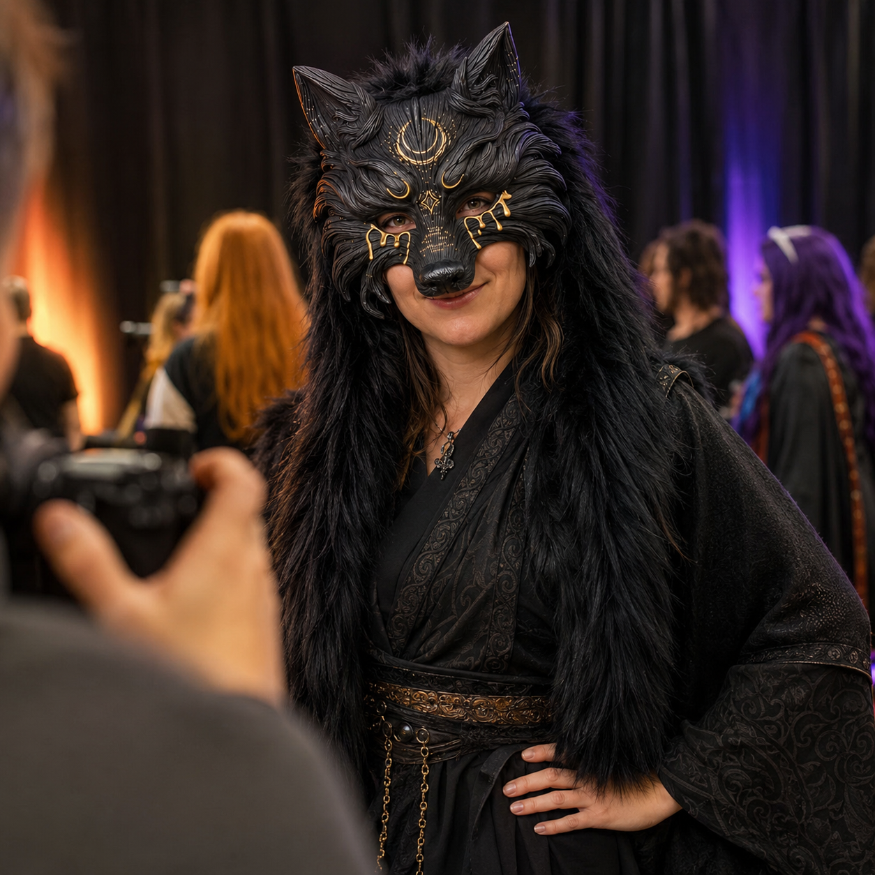 45% OFFš„Viking Wolf Headdress ā Black & Gold Werewolf Mask for Halloween, LARP & Cosplay
