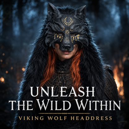 45% OFF🔥Viking Wolf Headdress – Black & Gold Werewolf Mask for Halloween, LARP & Cosplay