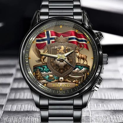 Custom Norway Football Watch - Personalized Soccer Fan Gift For Dad, Husband, Son - Custom Name Edition