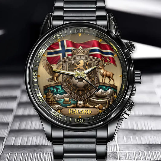 Custom Norway Football Watch - Personalized Soccer Fan Gift For Dad, Husband, Son - Custom Name Edition