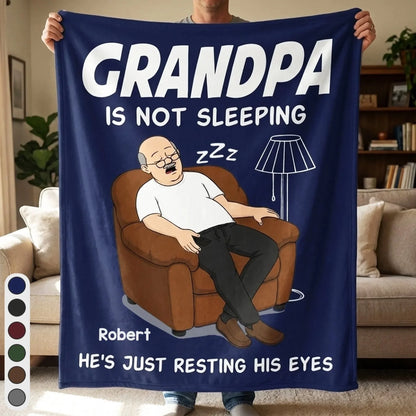 Custom Blanket - Personalized Father's Day Birthday Gifts For Dad, Grandpa - Dad’s Favorite Hobby Is Napping