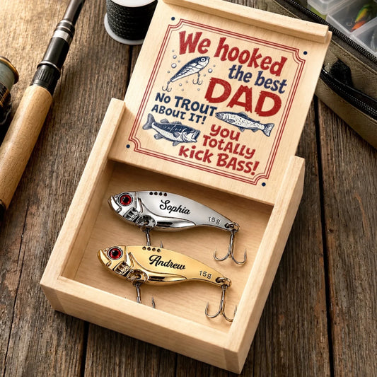 Custom Fishing Lure Gift Box - Personalized Father's Day Fishing Gift - Hooked The Best Grandpa