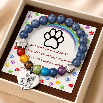 Custom Photo Rainbow Bridge Bracelet - Personalized Pet Memorial Sympathy Gifts For Dogs, Cats - Always In My Heart