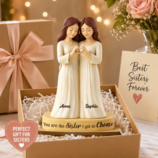 Custom Sister Friendship Wooden Plaque - Personalized Two Names Gift For Best Friend - You Are The Sister I Got To Choose