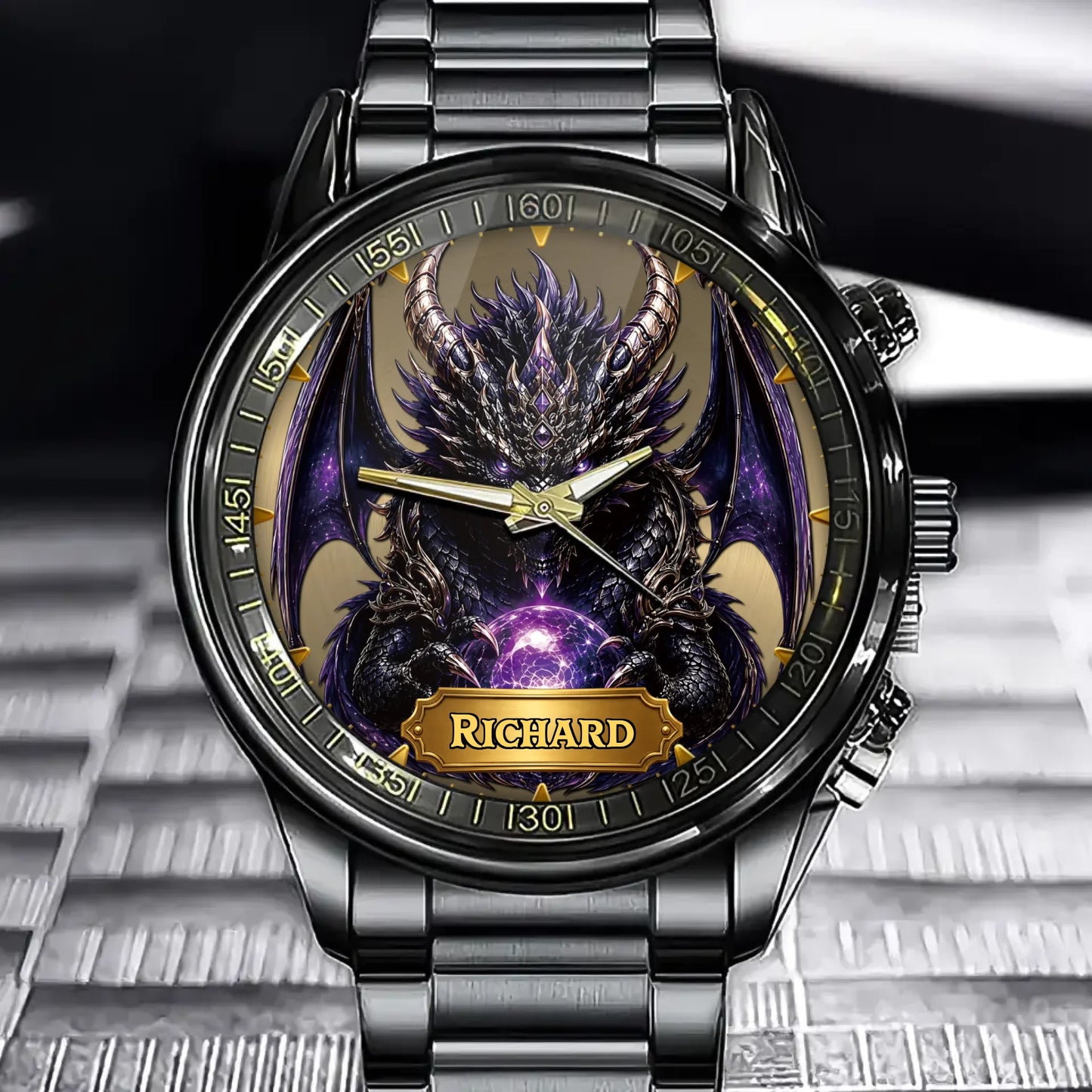 Custom Emerald Dragon Watch - Personalized Fantasy Gifts For Men - Power Of The Ancient Forest