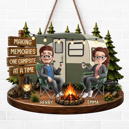 Custom Wood Sign - Personalized Birthday Camping Gifts For Campers, Husband And Wife, Him And Her - Our Favorite Escape Is Together
