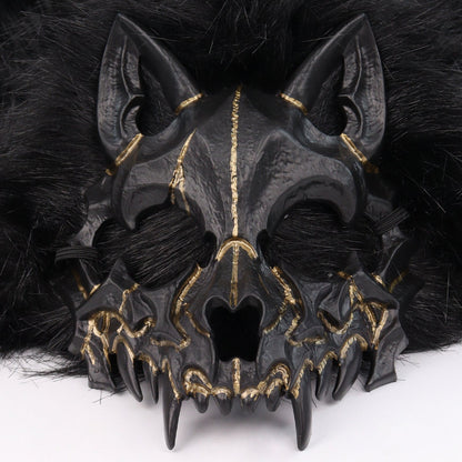 45% OFF🔥Viking Wolf Headdress – Black & Gold Werewolf Mask for Halloween, LARP & Cosplay